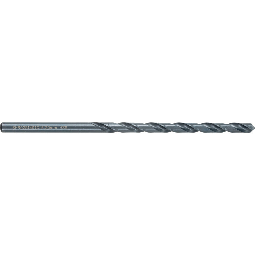 L100, Long Series Drill, 6.2mm, Long Series, Straight Shank, High Speed Steel, Steam Tempered
