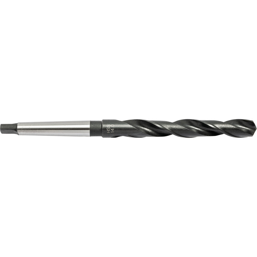 T100, Taper Shank Drill, MT1, 14mm, High Speed Steel, Standard Length