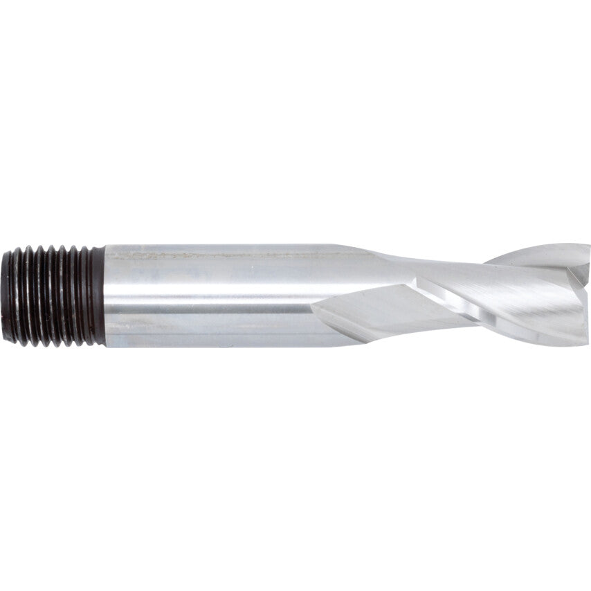 Short Slot Drill, 12mm, 2fl, Threaded Shank, High Speed Steel, Bright