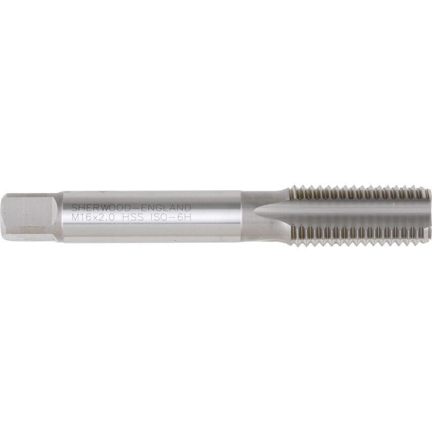 Plug Tap, 16mm x 2mm, Straight Flute, Metric Coarse, High Speed Steel, Bright