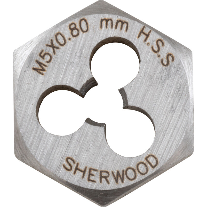 Die Nut, M5 x 0.8 x 0.80, Metric Coarse, High Speed Steel, Right Hand