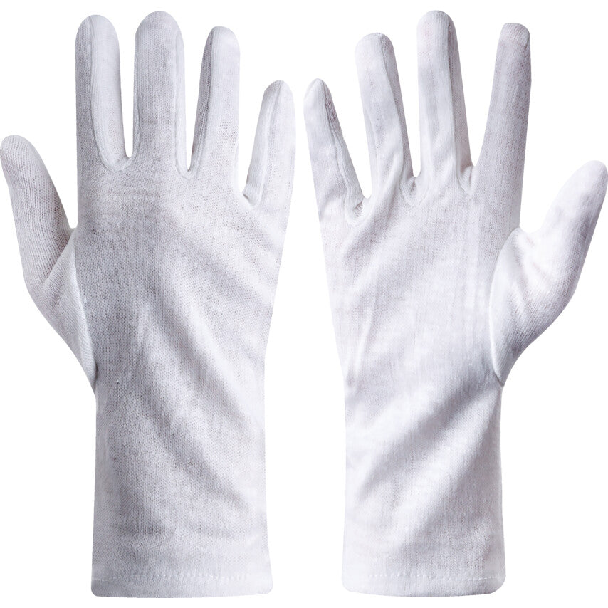 Uncoated Inspection Glove, Interlock Cotton Liner, White, Size 8