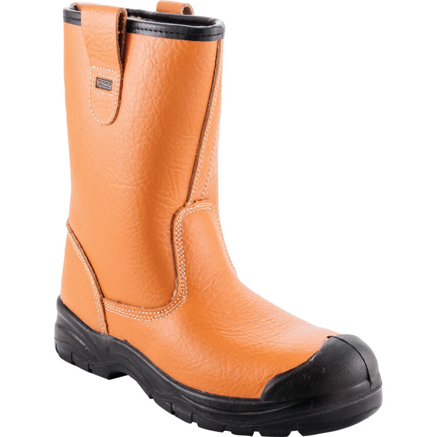 Unisex Metal Rigger Boots, Size 6, Tan, Leather Upper, Steel Toe Cap, S1P, EN ISO 20345:2011