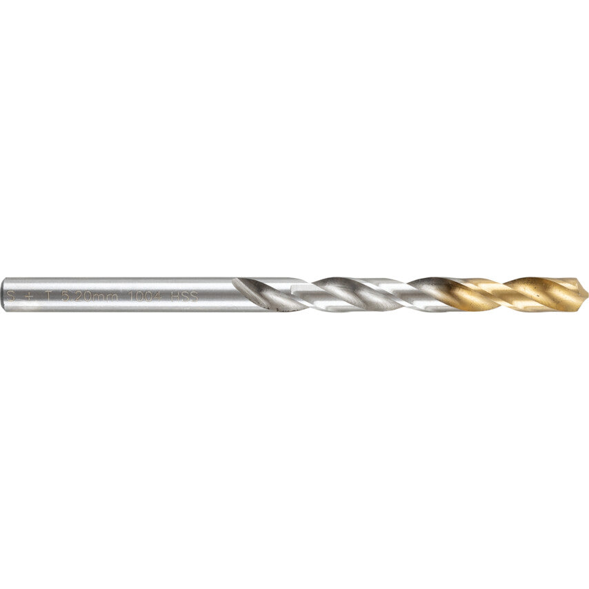 Jobber Drill, 5.2mm, Normal Helix, High Speed Steel, TiN