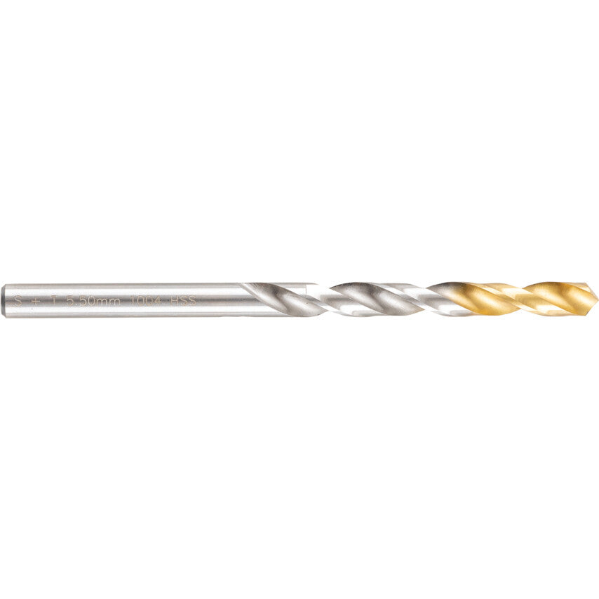 Jobber Drill, 5.5mm, Normal Helix, High Speed Steel, TiN