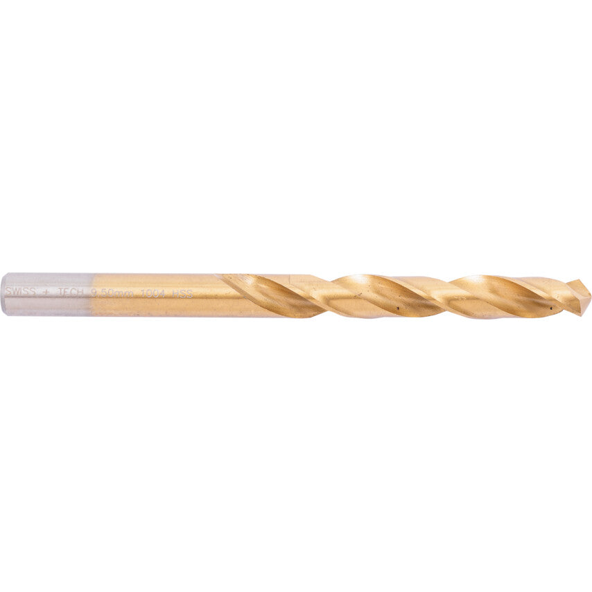 Jobber Drill, 9.5mm, Normal Helix, High Speed Steel, TiN