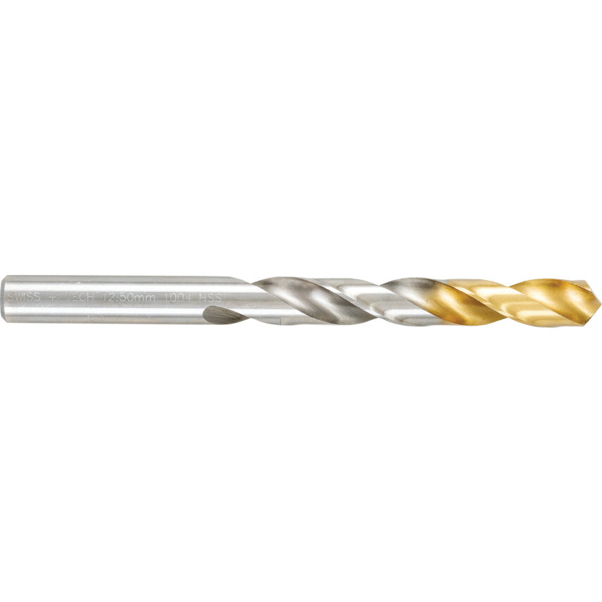 Jobber Drill, 12.5mm, Normal Helix, High Speed Steel, TiN