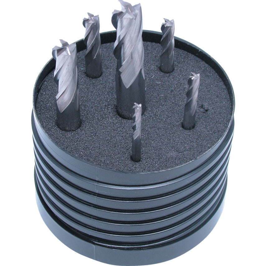 4FL Carbide Plain Shank Slot Drill Sets 3-10mm (SET-6)