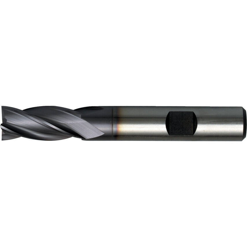 09, End Mill, Regular, Weldon Flat Shank, 14mm, Cobalt High Speed Steel, TiCN