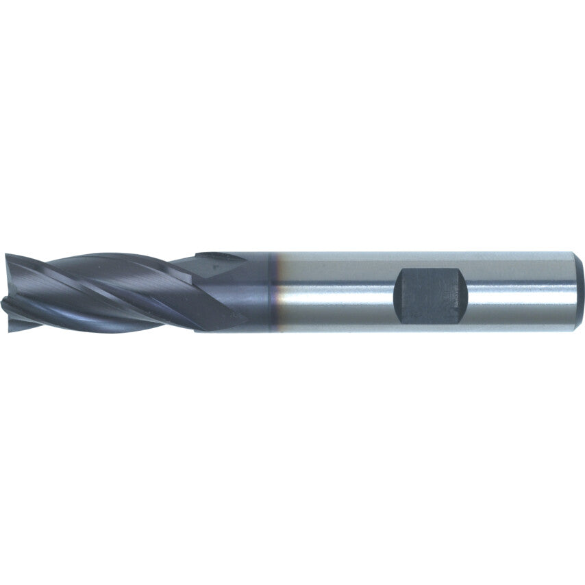 09, End Mill, Regular, Weldon Flat Shank, 4mm, Cobalt High Speed Steel, TiAlN