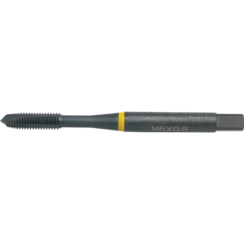 Machine Tap, M10 x 1.5mm, Metric Coarse, Spiral Point, Vanadium High Speed Steel, Steam Tempered, Yellow