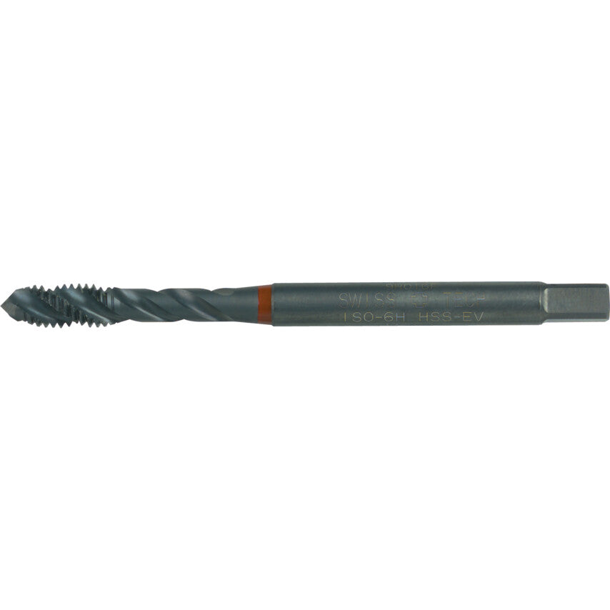 Machine Tap, M6 x 1mm, Metric Coarse, Spiral Flute, Vanadium High Speed Steel, Steam Tempered, Red