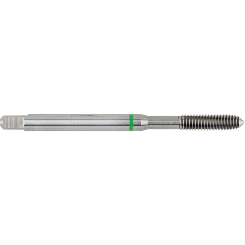 Machine Tap, M8 x 1.25mm, Metric Coarse, Fluteless, Vanadium High Speed Steel, Bright, Green