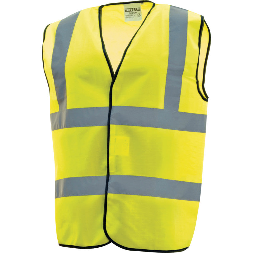 Hi-Vis Waistcoat, Unisex, Yellow, Polyester, Hook & Loop Closure, XL
