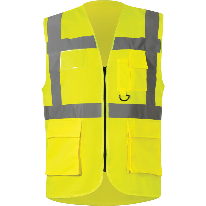 Hi-Vis Vest, Unisex, Yellow, Polyester, Hook & Loop Closure, 2XL