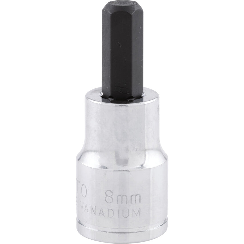 3/8in. Drive, Standard Hexagon Bit Socket, 8mm, Metric, Polished Finish