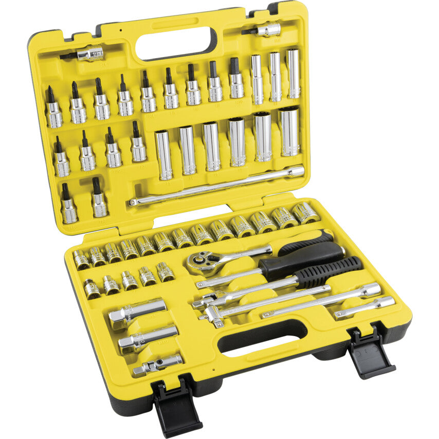 3/8in. Drive, Socket Set, Metric, 6mm - 22mm/10mm - 22mm/5mm - 6mm/3mm - 10mm, Set of 54, Chromed Finish