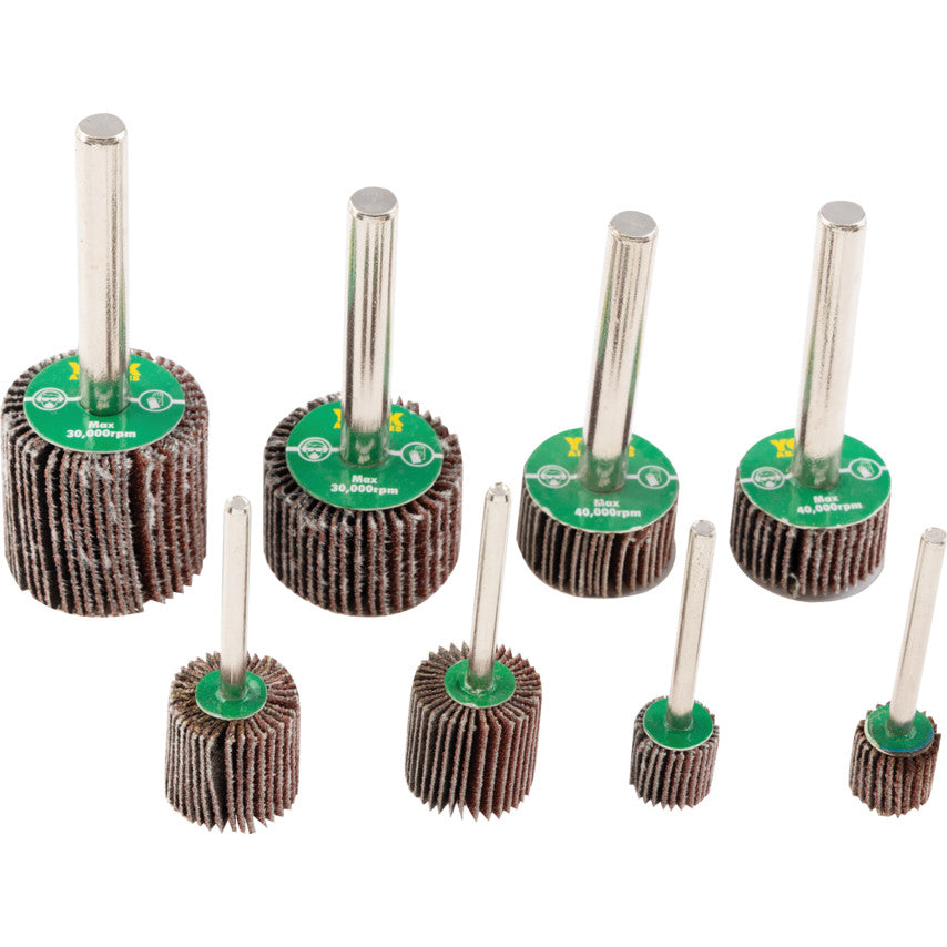 Flap Wheel Set, 10-25 x 10-25mm, P120/P60/P80, Aluminium Oxide, 8 Pack