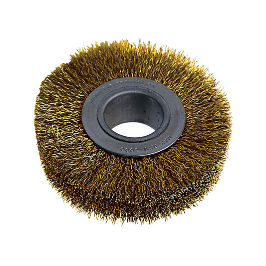 Industrial Rotary Wire Brush - Crimped - Brass Coated Steel Wire - 30SWG -  200 x 29 x 80mm