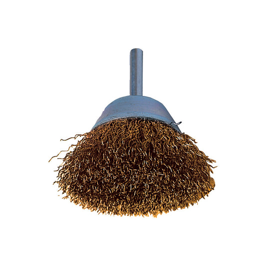 30SWG Shaft Mounted Brass Coated Cup Brush 40 x 10mm