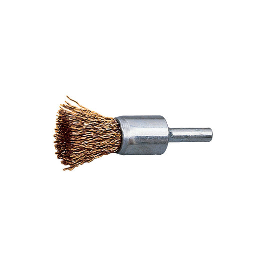 12mm Brass, Crimped Wire Flat End De-carbonising Brush - 30SWG