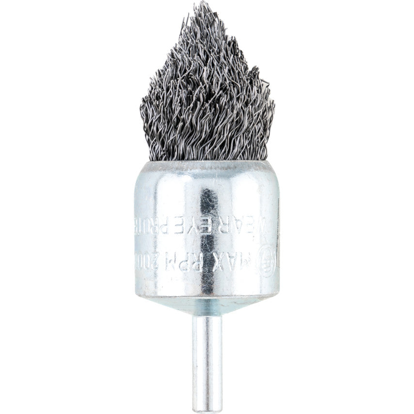 30mm Crimped Wire, Pointed End De-carbonising Brush - 30SWG