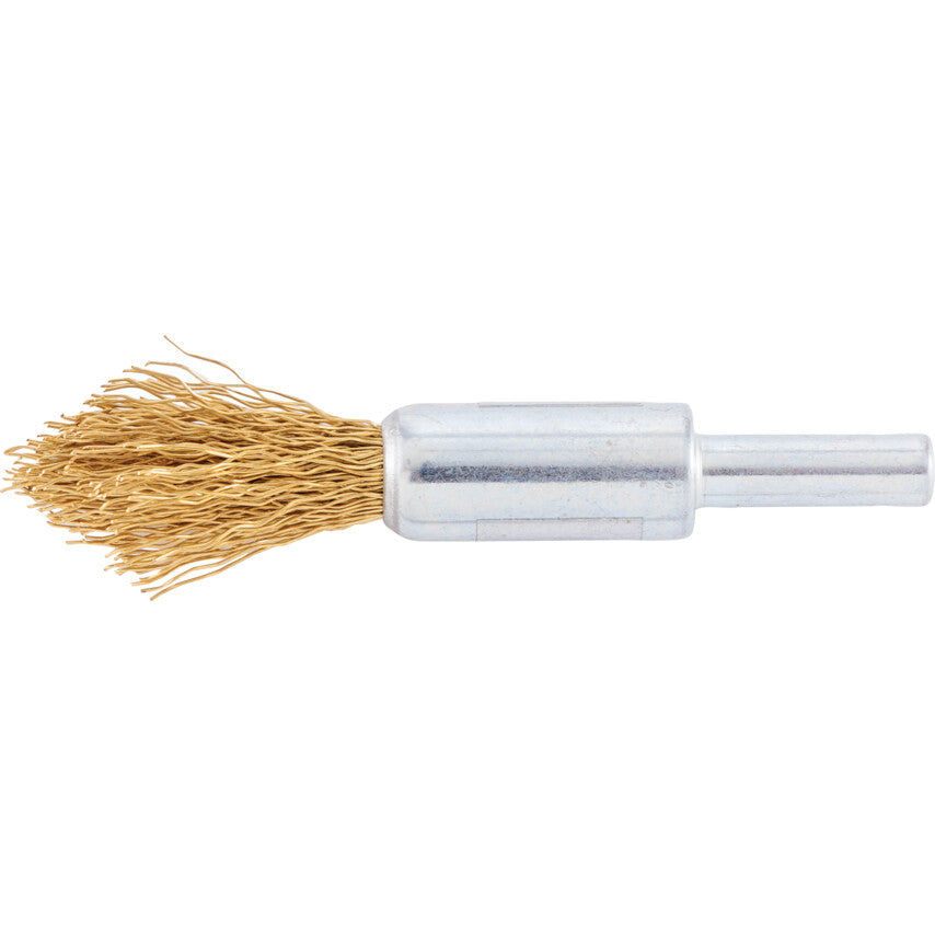 12mm Brass, Crimped Wire Pointed End De-carbonising Brush - 30SWG